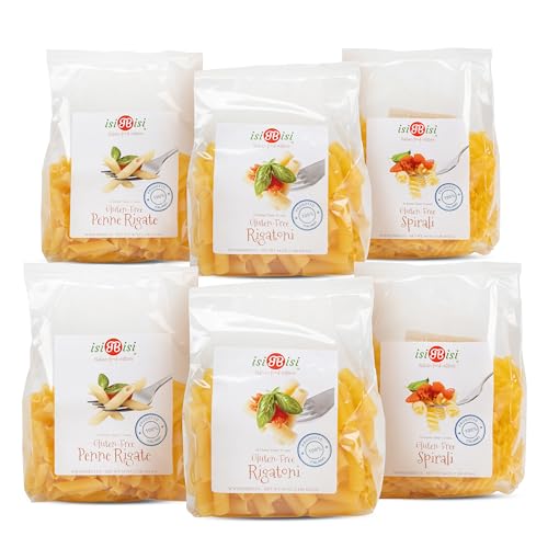 isiBisi Gluten-Free Pasta Sampler, 6-Pack - Penne, Rigatoni, Spirali Noodles
