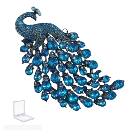 Image of Rhinestone Peacock Brooch Pin for Women Girls Crystal Bird Animal Brooches Lapel Pins Dress Accessories Wedding Mother's Day Birthday Jewelry Gift