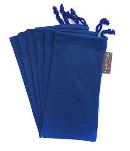 6 PC Eyewear Eyeglass Microfiber Soft Cleaning Cloth Bag Pouch Case BLUE