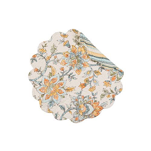 C&F Home Ainsley Jacobean Floral Reversible Stripes Round Cotton ...