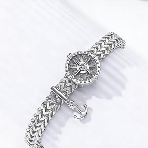 Pulsera Compass para hombre acero inoxidable 8.5 pulgadas miniatura 6