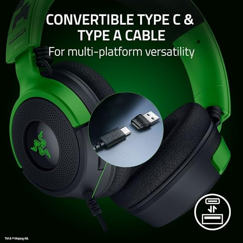 Image of Razer Kraken V4 X Minecraft Edition - Wired USB PC Gaming Headset (Triforce 40mm Drivers, Retractable Cardioid Mic, Surround Sound, Chroma RGB, for PC & Console via USB-C) Minecraft