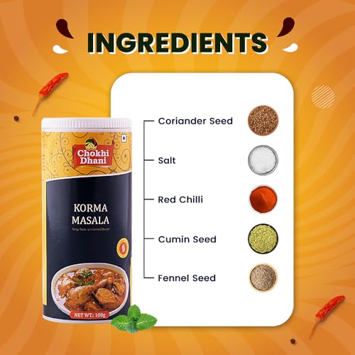 Image of Chokhi Dhani Korma Masala Powder 100g | Mughlai Korma Spice Mix | Rich Creamy Curry Masala for Chicken, Mutton & Veg Korma | Restaurant Style Gravy Masala
