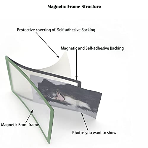 Lagipa 8 Pack 4X6 Magnetic Picture Frames Photo Frame, Magnetic Display Frame Photo Pocket Sleeve For Refrigerator Home Office Wall, Fridge Magnet, Magnet & Self-Adhesive 2 Stick Ways #TOP5