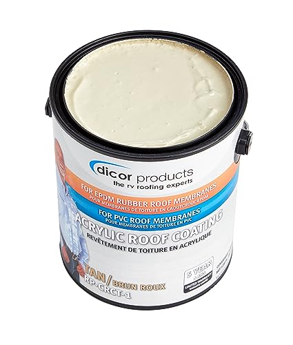 Image of Dicor RP-CRCT-1 EPDM Roof Acrylic Coating - 1 Gallon - Tan - Long-Lasting and Durable