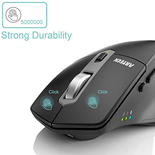 Arteck Multi-Device Wireless Bluetooth Mouse with Nano USB-A, USB-C Receiver Ergonomic Right Hand Silent Clicking Rechargeable Mouse for Computer Desktop PC Laptop Mac iPad and Windows 11/10 iPad OS - Image 5