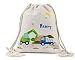 wolga-kreativ Turnbeutel Bio BW Junge Baustelle Lastwagen Auto Name Sportbeutel Schule Kindergarten Sportrucksack Stoffbeutel Stofftasche Schuhtasche Gym Bag Turnsack Kita Kinder mit Namen