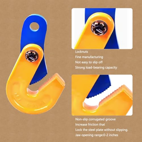 Morsetto di sollevamento per piastra piatta, carico 0,8T-5T, acciaio legato resistente, ganasce 0-50 mm, per movimentazione e sollevamento di piastre in acciaio