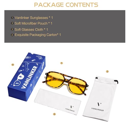 Image of VANLINKER Retro Vintage 70s Square Aviator sunglasses for women men VL9611X
