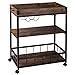 WOLTU Carrito de Servicio Carro Cocina con Botellero y Soporte para Copa de Vino Estantería Metálica y MDF con Ruedas 69,5x39,5x85 cm Carro para Cocina Comedor Organizador de Almacenamiento RW035dc
