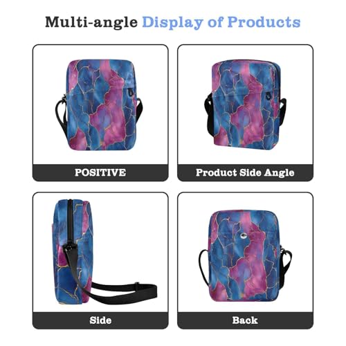 messenger bag Shoulder Crossover Bag Shoulder Handbags Adjustable Strap for work work - Marble Royal Blue Hot Pink4