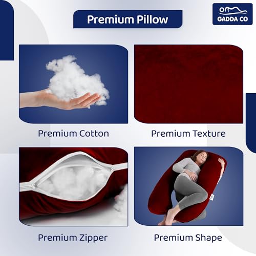 Image of GADDA CO Pregnancy Pillows for Sleeping U-Shape Full Body Pillow and Maternity Support - for Back, HIPS, Legs, Belly for Pregnant Women with Removable Washable Velvet Cover (Maroon)
