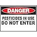 Zing Green Products 20009A, Safety Sign, Danger Pesticides In Use" (Pack of 9 pcs)