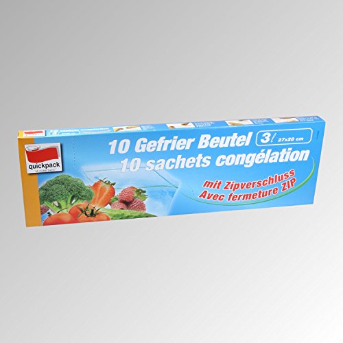 Quickpack Gefrierbeutel Lot de 3 l, 27 x 28 cm avec zipverschluß Cover