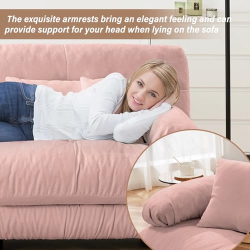 Image of SoarFlash 133.8 inch Sectional Sofa 3 Seat Couch, L Shaped Modern Sofa with Solid Wood Legs, Couches Sofas for Living Room Apartment, Comfortable Small Couches for Small Spaces, Pink