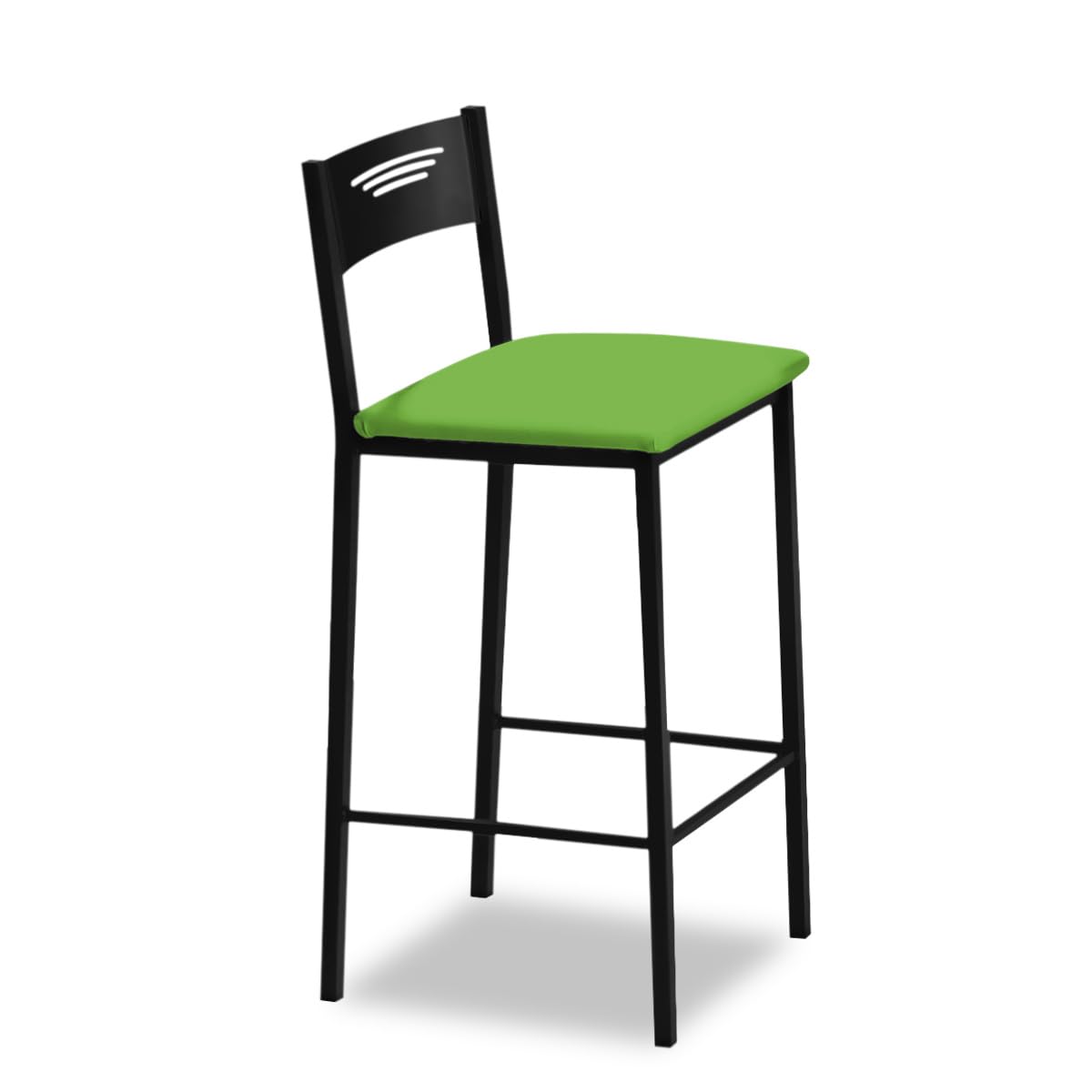 ASTIMESA - Taburetes de Cocina Altos Tapizados con Respaldo - Estructura Negra y Asiento en Polipiel - Color del Asiento: Verde. Contenido: 1 Unidad - Medidas: 90 cm (Alto Total)
