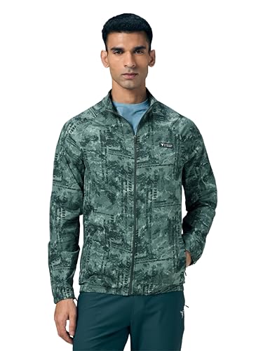 Image of TECHNOSPORT Men's Slim Fit All Over Print High Neck Jacket With TS-Flexi for Gym, Training, Winterwear