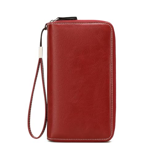 Image of Women's RFID Blocking Wallet Large Zip Around Leather Clutch with Wristlet | Large Capacity, 23 Card Slots, 2 ID Windows, Phone Holder, Soft PU Leather, RFID Secure, Coin Pocket, Checkbook Holder
