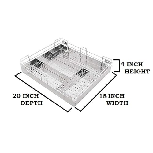 Image of BLOO BASKET 202 modular kitchen accessories cabinet, 6-Piece Utensil Organizer, Stainless Steel, Silver (18 Inch Width * 20 Inch Depth, WITH CHANNEL)