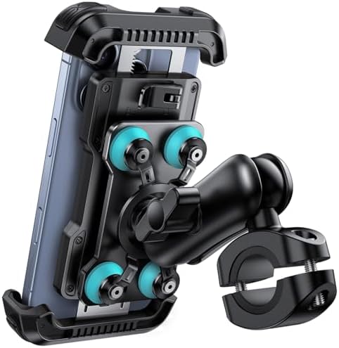 Lamicall Handyhalterung Motorrad, Handyhalter Fahrrad Vibrationsgedämpft | [Metall-Verlängerungsarm] Diebstahlsichere Handy Motorradhalterung, 720° Handy Halterung Motorrad Lenker
