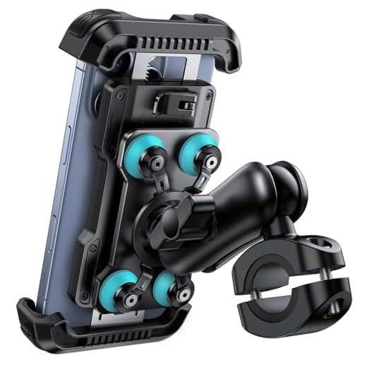 Lamicall Soporte Móvil Moto - [Doble Antivibración] Brazo Extensible Metálico, Soporte Móvil Bicicleta Antirrobo, 2 x 360° Giratorio Soporte de Manillar, para iPhone 17 16 y 4,7-6,8" Smartphone, Azul