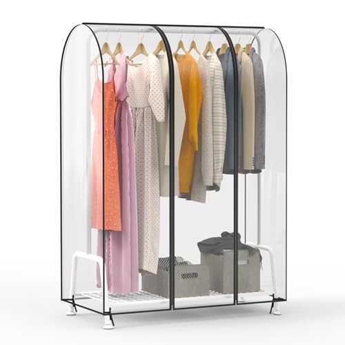 Zilink Clear Garment Rack Cover Transparent Clothes...