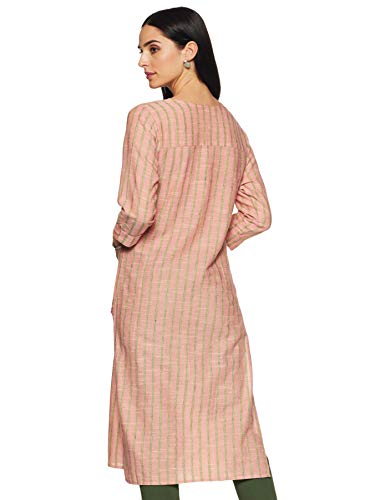 Image of Varanga Women's Cotton Straight Kurta (VAR1191406 Peach Xx-Large)
