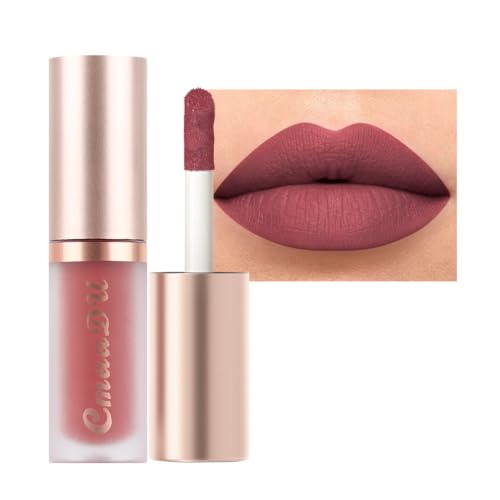 Image of evpct 1Pcs Mauve Red Matte Liquid Lipstick Lip Gloss Glossy Set for Black Women 24 Hour Silky Velvet Lipstick labiales matte larga duracion mate 24 horas originales 03#
