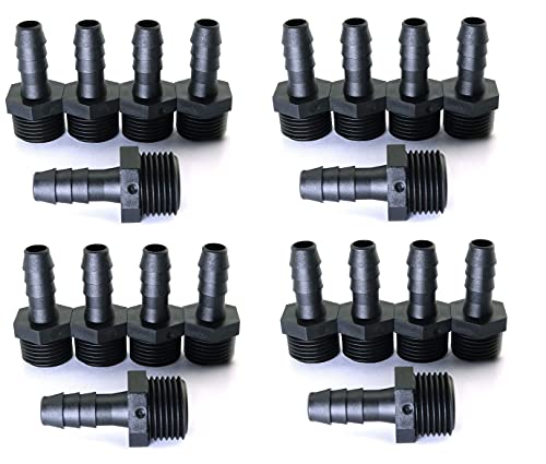 20pcs Plastic Hose Barb Pipe Fittings Connect Adapter,3/8 inch Barb to 1/2 inch NPT Male Connector