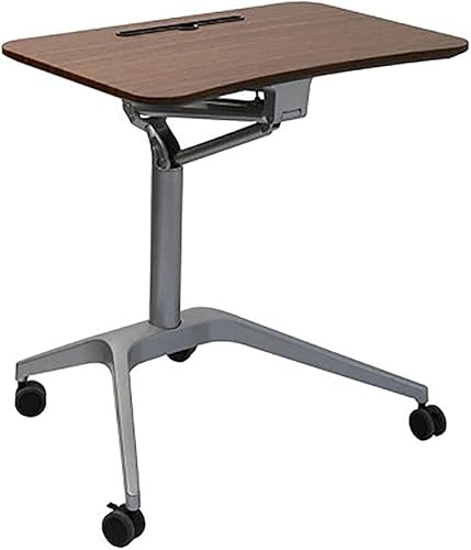 Escritorio para computadora de pie con ruedas de altura ajustable, mesa de oficina móvil para portátil, estación de trabajo portátil rectangular de