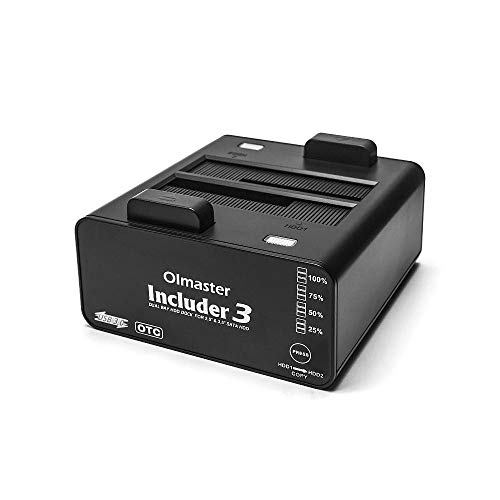 Oimaster Dual Bay Festplatten-Dockingstation USB 3.0 auf 2,5/3,5 Zoll SATA Festplattengehäuse Festplattengehäuse Dual Bay HDD SSD