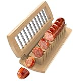 HUOBAO Currywurstschneider mit Holz, Wurstschneider für perfekte Currywurst & Bratwurst,Ultrascharfe Edelstahl-Klingen & Einfache Reinigung | Küchenhelfer & Grillzubehör für Männer & Frauen