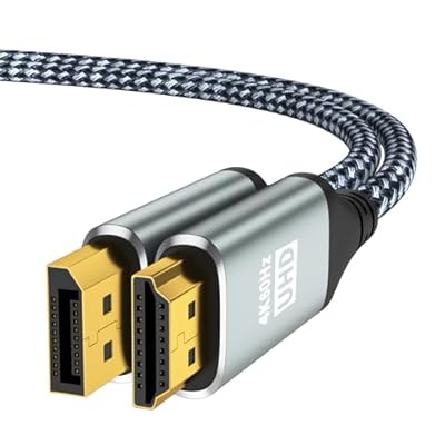 4K DisplayPort to HDMI Cable 6Feet, Supports 4K@60Hz/2K@120Hz, Uni-Direction DP 1.2 Computer to HDMI 1.4 Screen Cable Compatible with HP, ThinkPad, AMD, NVIDIA, Desktop and More