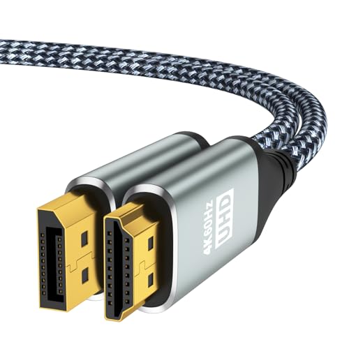 Image of 4K DisplayPort to HDMI Cable 6Feet, Supports 4K@60Hz/2K@120Hz, Uni-Direction DP 1.2 Computer to HDMI 1.4 Screen Cable Compatible with HP, ThinkPad, AMD, NVIDIA, Desktop and More
