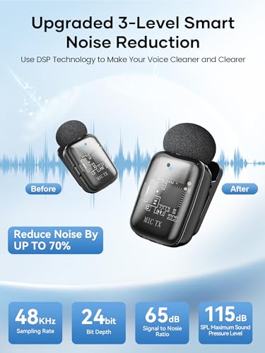 Image of Wireless Lavalier Microphone for iPhone iPad Android with Charging Case,Lapel Mic with Noise Reduction,36H Battery Life, Plug and Play Mini Microphone for Video Recording,YouTube,Vlog,Live Streaming