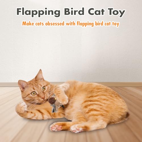 CMANLNYK Flapping Chirping Bird Cat Toy - Interactive Flying Flappy Bird Sparrow Toys, Touch Activated with Remote Control for Cats Kittens Pet Indoor - Image 4