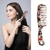 LADYAMZ Large Wide Tooth Hair Comb,[Tortoise Shell] Cellulose Acetate Round Tooth Comb for Straight/Curly Hair,Short/Long Hair Women Men or Kids,Easy Detangling Wet or Dry,Anti-static (Multi-colored)