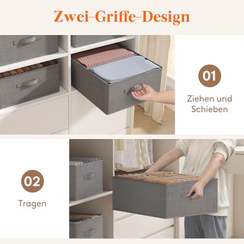 Lifewit Groß 2er Set Aufbewahrungsboxen, 50 x 40 x 20 cm Faltbarer Schrank Aufbewahrungskorb mit EntfernbareTrennwand, Stoff Kleiderschrank Organizer -Aufbewahrung Boxen für Kleidung, Hosen, Socken