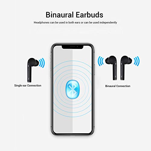 pTron Bassbuds Lite in-Ear True Wireless Bluetooth 5.0 Headphones with HiFi Deep Bass, Total 20Hrs Playtime, Ergonomic Sweatproof Earbuds, Noise Isolation, Voice Assistance & Built-in Mic (Black)