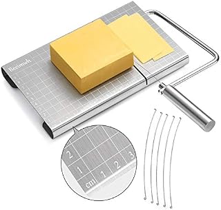 Cheese Slicer,Stainless Steel Cheese Cutter with Accurate Size Scale Wire Cheese Slicer for Cheese Butter Equipped with 5 Replaceable Cheese Slicer Wires