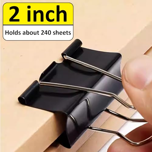40 Pack 2 inch Black Large Binder Clips - Jumbo Metal Clip Office Supplies, Paper Clamps for Secure Document Binding, Strong Metal Paper Clips image 7