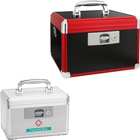 GODLONSEN Medicine Lock Box, Medication Lock Box With Key, Locked Medicine Box, Medicine Safe Lock Box, 【Small -10x6x6.7 Inch】 And【Large -13.4 x 7.6 x 8.2 Inch】, Locking Medicine Box Cover