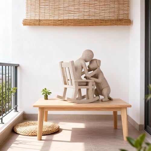 Figura decorativa de hombre y perro en resina pequeña miniatura 6