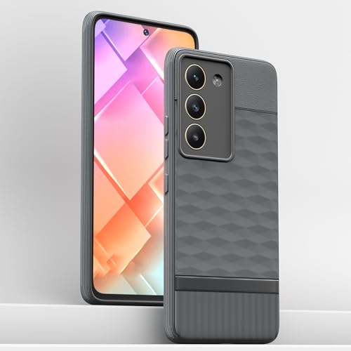 Image of Pikkme Back Cover for Vivo T3 5G / Vivo Y200e 5G Camera Protection 3D Hexa Cube Design Silicone Protective Bumper Case (Grey)