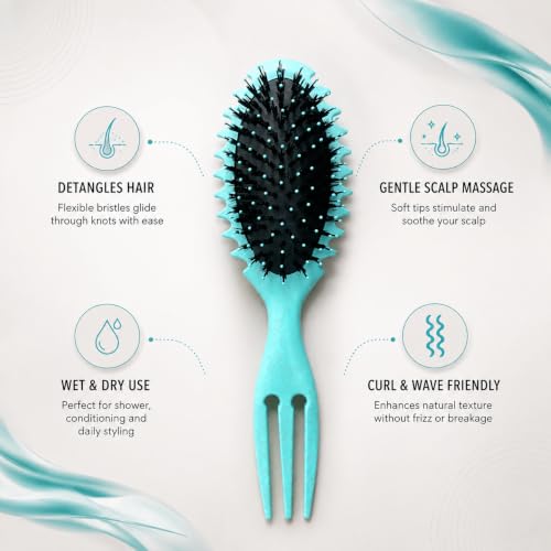 Image of Curly Hair Detangling Brush for Curly, Wavy & Frizzy Hair (Mint)