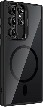 GPACK Samsung Galaxy S22 Ultra 5G ile uyumlu K l f Standl  M-Safe  zellikli Etro Kapak + Lens Koruma Siyah