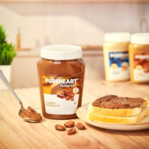 Image of PUREHEART Nut Spread Choco Hazelnut (350 +50 gm Extra) - Nutty, Smooth and Creamy Chocolate Hazelnut Spread for Breakfast - No. 1 Exporter of Roasted Nuts