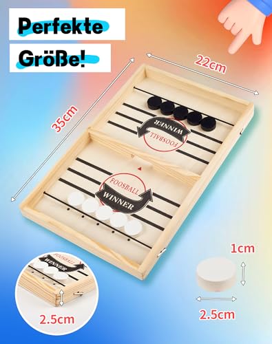 NETONDA Tisch Hockey Brettspiel Eltern-Kind Interaktion Sling Puck Spiel Holz Tischhockey tragbar Schachbrett-Set perfekt Spielzeug für Kinder Familie Geburtstag Weihnachten Partyspiele