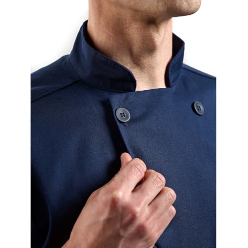Image of Mercer Culinary M60010NB4X Millennia Men's Cook Jacket with Traditional Buttons, 4X-Large, Navy Blue