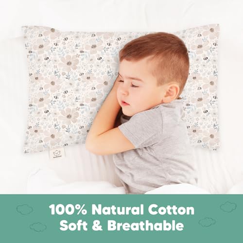 Image of KeaBabies Toddler Pillowcase 13 inchx18 inch - Organic Cotton Toddler Pillowcase for Kids, Boys, Girls, Soft & Durable Cotton Cover for Miniature Sleepy Pillows,Cute Colors,Pillow Sold Separately(Flora Vale)
